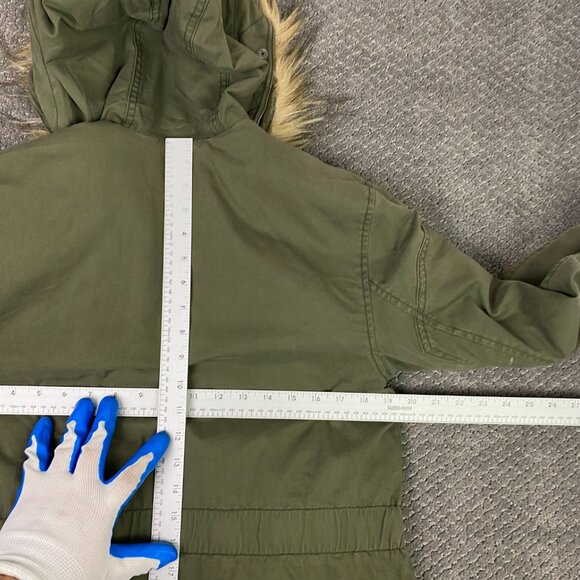 Abercrombie & Fitch Jacket Parka Military Faux Fur Collar Women's Small Green - Picture 12 of 16